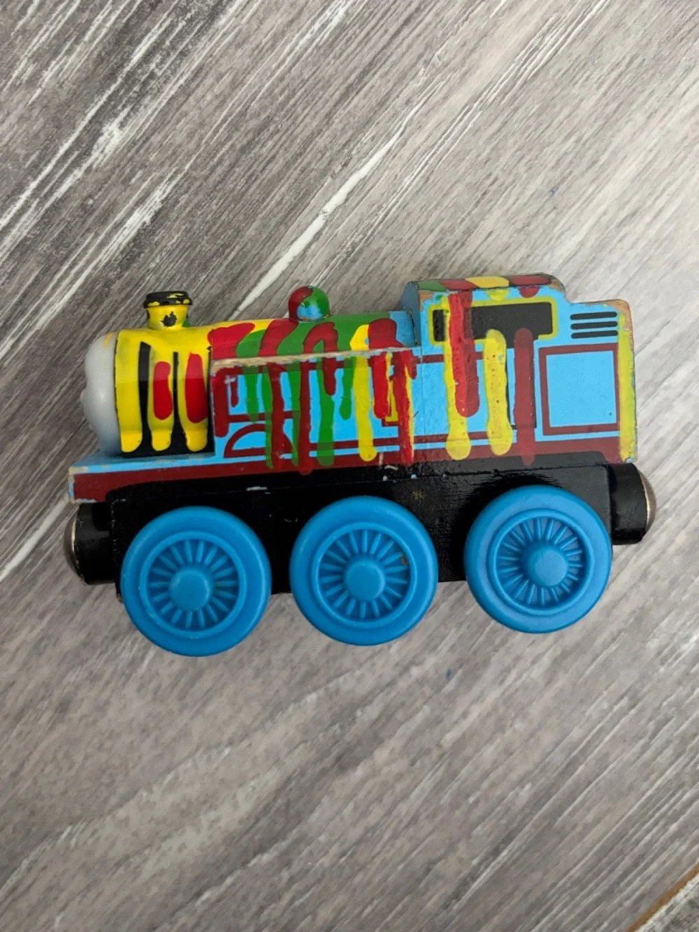 Wooden Paint Splattered Thomas - Thomas & Friends